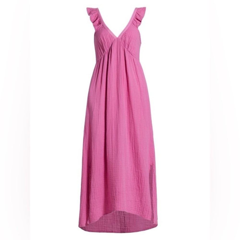 Xirena Leyla Gauze Midi Dress XL Pink Boho Flowy Cotton Sleeveless V Neck - Picture 2 of 13